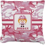 Pink Camo Faux-Linen Throw Pillow 18" (Personalized)