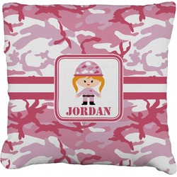 Pink Camo Faux-Linen Throw Pillow 26" (Personalized)