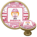 Pink Camo Cabinet Knob - Gold (Personalized)