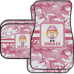Pink Camo Car Floor Mats Set - 2 Front & 2 Back (Personalized)