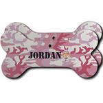 Pink Camo Ceramic Dog Ornament - Front & Back w/ Name or Text