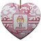 Pink Camo Ceramic Flat Ornament - Heart (Front)