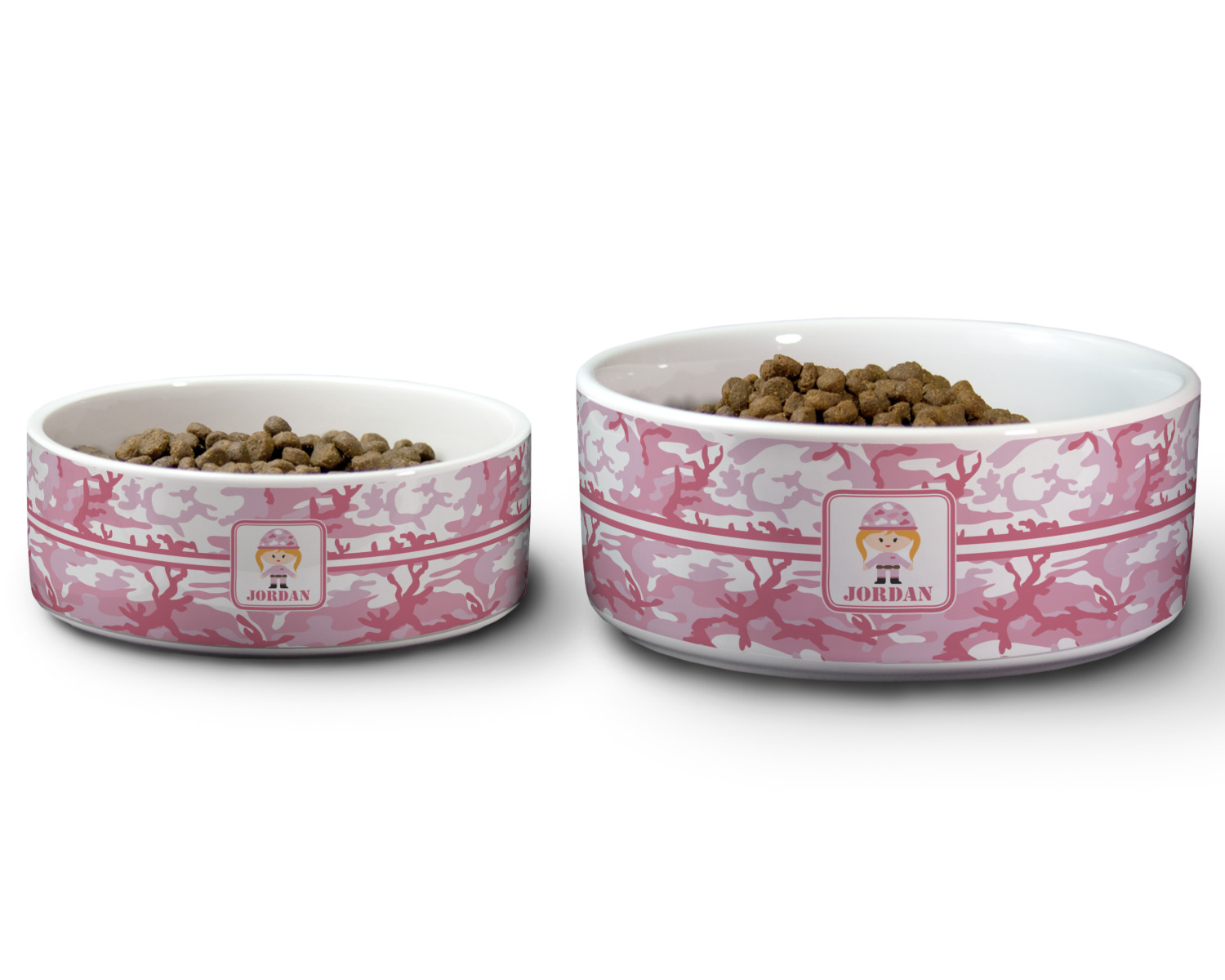 pink camo dog bowl