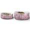 Pink Camo Ceramic Dog Bowls - Size Comparison