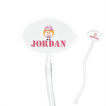 Pink Camo 7" Oval Plastic Stir Sticks - Clear (Personalized)