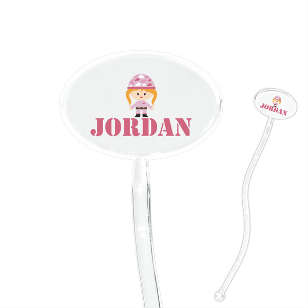 Custom Pink Camo 7" Oval Plastic Stir Sticks - Clear (Personalized)