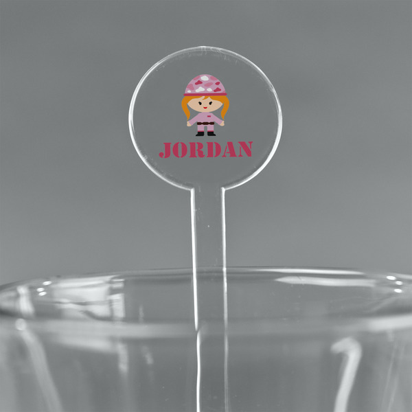 Custom Pink Camo 7" Round Plastic Stir Sticks - Clear (Personalized)