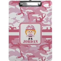 Pink Camo Clipboard (Letter Size) (Personalized)