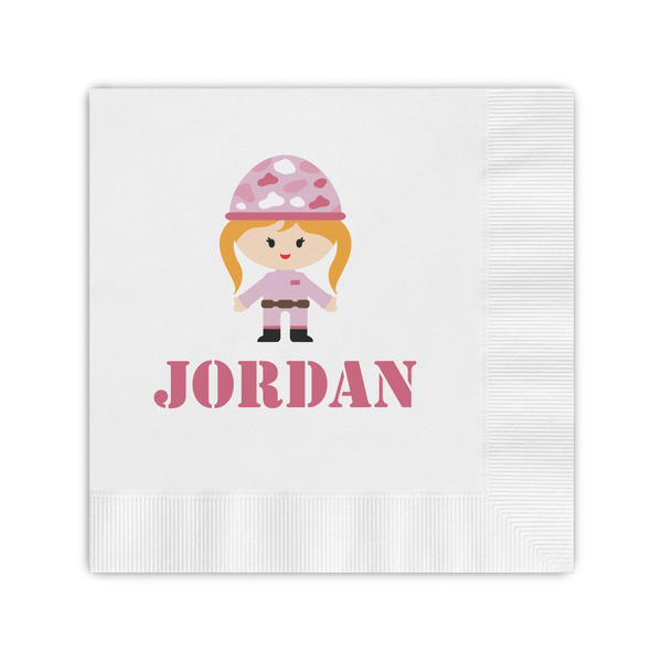 Custom Pink Camo Coined Cocktail Napkins (Personalized)