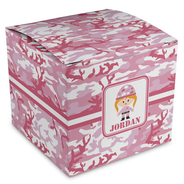 Custom Pink Camo Cube Favor Gift Boxes (Personalized)