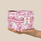 Pink Camo Cube Favor Gift Box - On Hand - Scale View