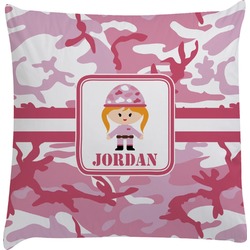 Pink Camo Decorative Pillow Case (Personalized)