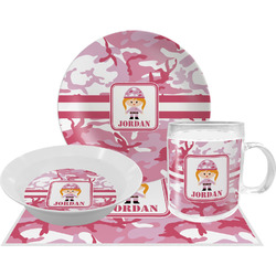 Pink Camo Dinner Set - Single 4 Pc Setting w/ Name or Text