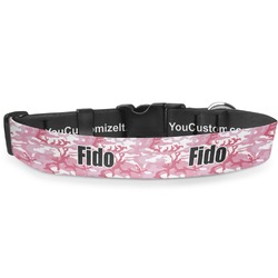 Pink Camo Deluxe Dog Collar - Large (13" to 21") (Personalized)