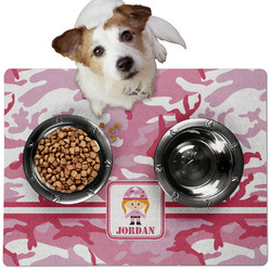 Pink Camo Dog Food Mat - Medium w/ Name or Text