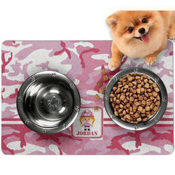 Pink Camo Dog Food Mat - Small w/ Name or Text