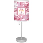 Pink Camo 7" Drum Lamp with Shade Linen (Personalized)