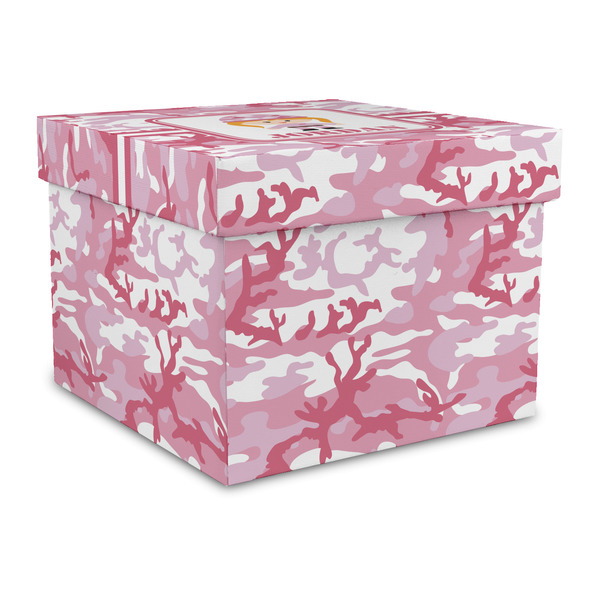 Custom Pink Camo Gift Box with Lid - Canvas Wrapped - Large (Personalized)