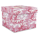 Pink Camo Gift Box with Lid - Canvas Wrapped - XX-Large (Personalized)