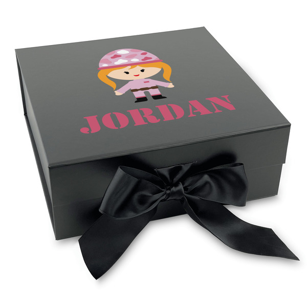 Custom Pink Camo Gift Box with Magnetic Lid - Black (Personalized)