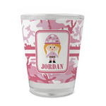 Pink Camo Glass Shot Glass - 1.5 oz - Set of 4 (Personalized)