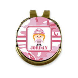 Pink Camo Golf Ball Marker - Hat Clip - Gold