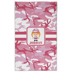 Pink Camo Golf Towel - Poly-Cotton Blend - Large w/ Name or Text