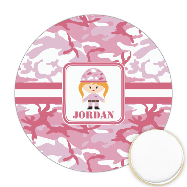 Custom Pink Camo Printed Cookie Topper - 2.5" (Personalized)