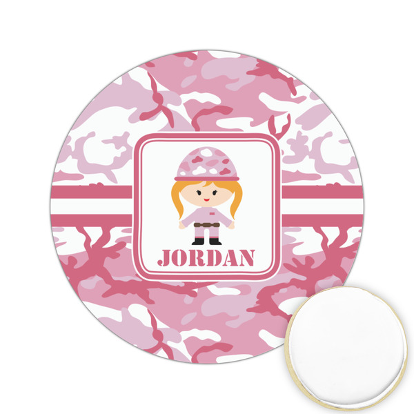 Custom Pink Camo Printed Cookie Topper - 2.15" (Personalized)