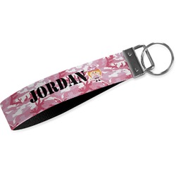 Pink Camo Wristlet Webbing Keychain Fob (Personalized)