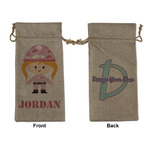 Pink Camo Large Burlap Gift Bag - Front & Back (Personalized)