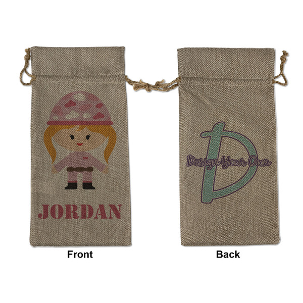 Custom Pink Camo Large Burlap Gift Bag - Front & Back (Personalized)