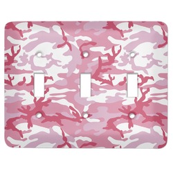 Pink Camo Light Switch Cover (3 Toggle Plate)