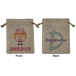 Pink Camo Medium Burlap Gift Bag - Front & Back (Personalized)