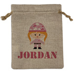 Pink Camo Medium Burlap Gift Bag - Front (Personalized)