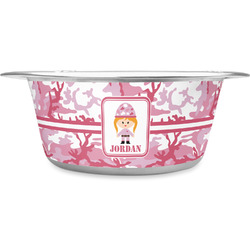 Pink Camo Stainless Steel Dog Bowl - Medium (Personalized)
