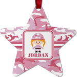 Pink Camo Metal Star Ornament - Double Sided w/ Name or Text