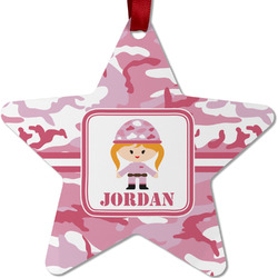 Pink Camo Metal Star Ornament - Double Sided w/ Name or Text
