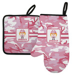 Pink Camo Left Oven Mitt & Pot Holder Set w/ Name or Text