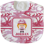 Pink Camo Velour Baby Bib w/ Name or Text