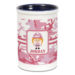 Pink Camo Ceramic Pencil Holders - Blue