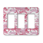 Pink Camo Rocker Style Light Switch Cover - Three Switch