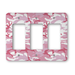 Pink Camo Rocker Style Light Switch Cover - Three Switch