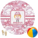 Pink Camo Round Beach Towel (Personalized)