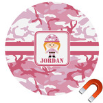 Pink Camo Round Car Magnet - 6" (Personalized)