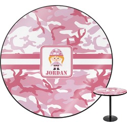Pink Camo Round Table - 24" (Personalized)