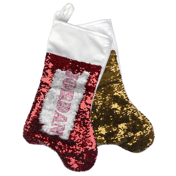 Custom Pink Camo Reversible Sequin Stocking (Personalized)