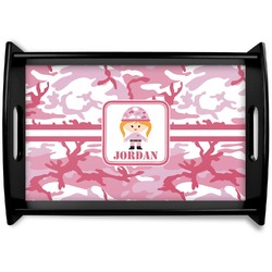 Pink Camo Black Wooden Tray - Small (Personalized)