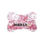 Pink Camo Bone Shaped Dog Food Mat (Small) (Personalized)