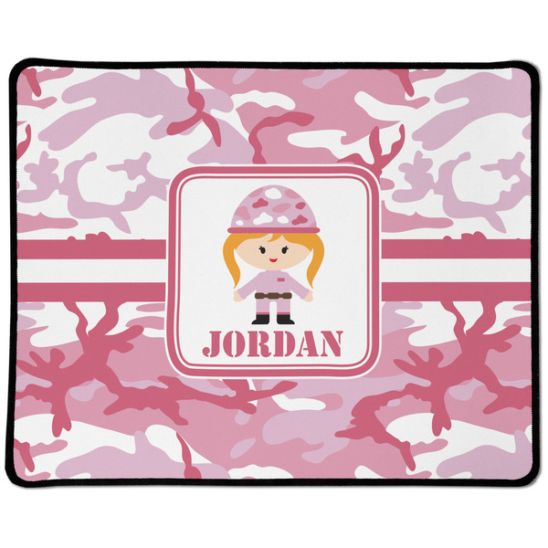 Custom Pink Camo Large Gaming Mouse Pad - 12.5" x 10" (Personalized)